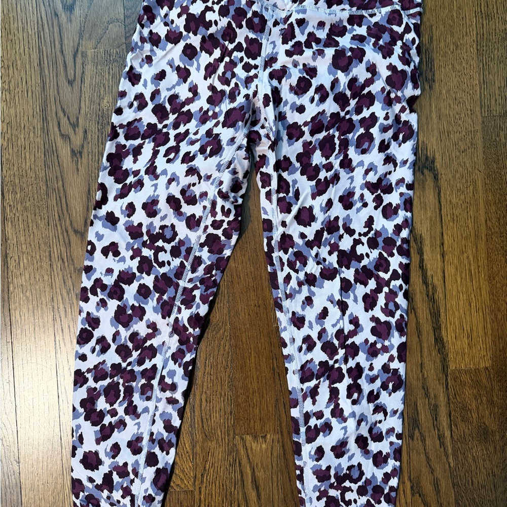 Calvin Klein White and Purple Leopard Print Girls' Leggings